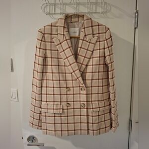NWOT Wilfred 'Destiny' Double-Breasted Blazer in Caramel-tone Plaid (Size 00)